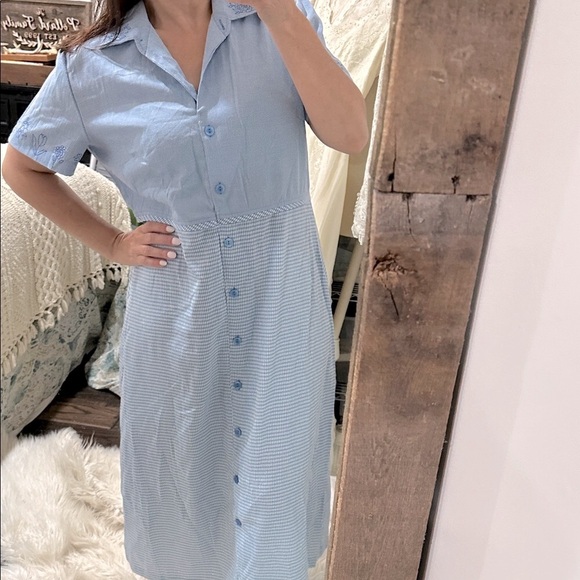 Vintage Katie Lee collection Blue Button-Up Midi Dress size XLarge - Picture 3 of 5
